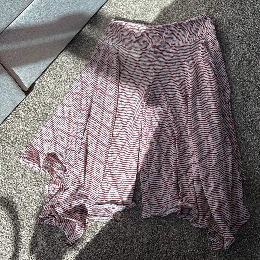 multi colored flared capri pants